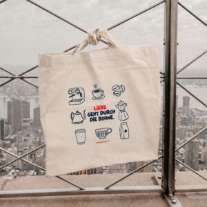 Liebe geht durch die Bohne - Coffeechecker Tasche beige