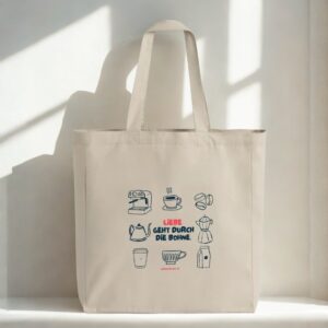 Tote Bag - Liebe geht durch die Bohne - Coffeechecker Tasche beige
