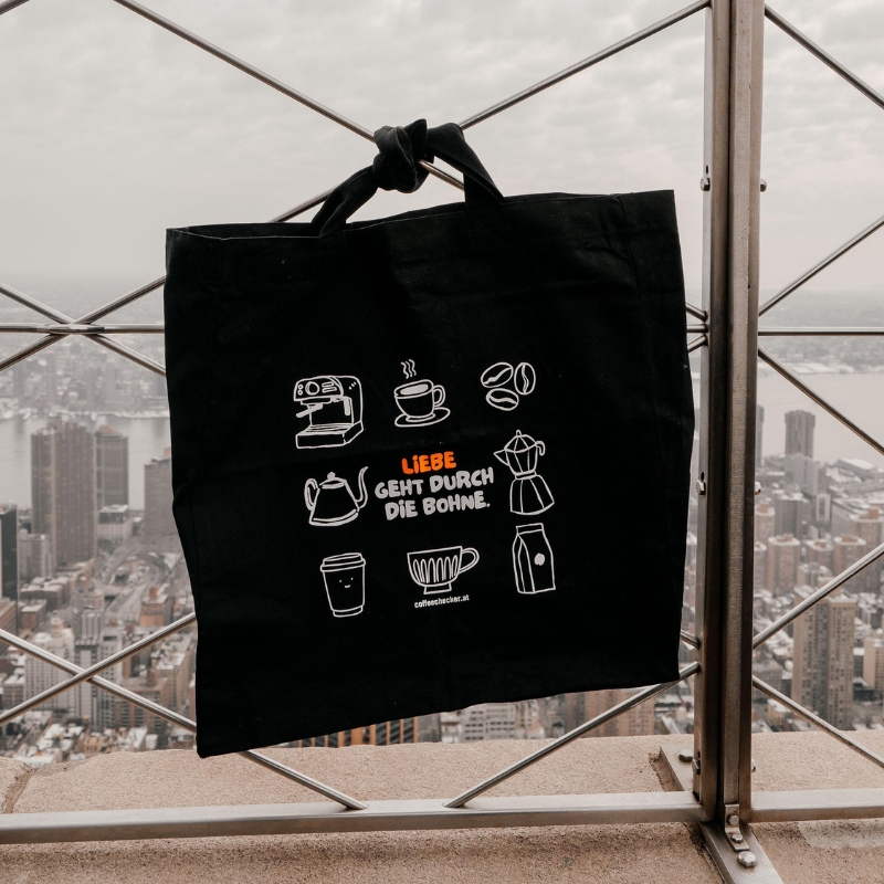 Liebe geht durch die Bohne - Coffeechecker Tasche schwarz
